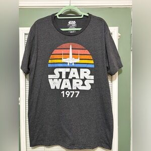 Star Wars Vintage Distressed Logo XXL-Wing 1977 Style T-Shirt Gray